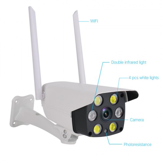 6 LEDs Full Color HD 1080P WiFi PTZ Camera Wireless CCTV IP Camera Outdoor IP66 Waterproof Security Night Vision Monitor 6 LEDs Full Color HD 1080P WiFi PTZ Camera Wireless CCTV IP Camera Outdoor IP66 Waterproof Security Night Vision Monitor