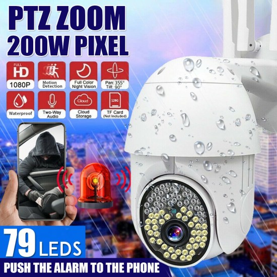 79LEDS 1080P HD IP Wireless PTZ CCTV Outdoor Camera WiFi Security Waterproof IR Night Camera