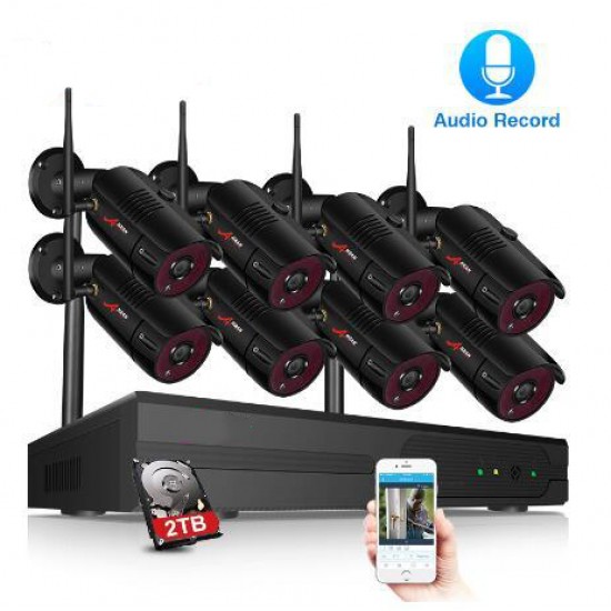 1080P 8CH NVR Audio Record Outdoor Night Vision CCTV Camera Video Surveillance System
