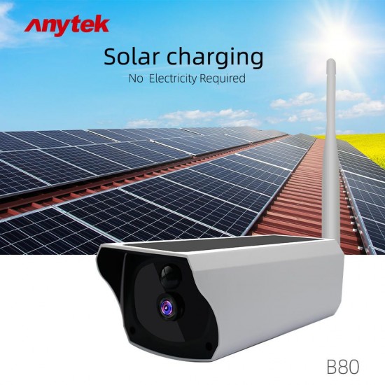 B80 1080P Low Power Solar WiFi IR Night Vision IP Camera IP67 Waterprrof Human Tracking Two Way Audio Camera