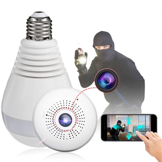 E27 360° Panoramic 1080P IR Camera Light Bulb Wifi Fisheye CCTV Security Camera