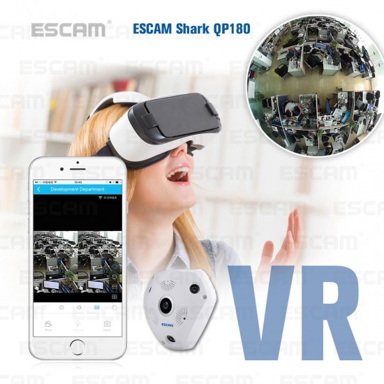 Fisheye Camera Support VR QP180 Shark 960P IP WiFi Camera 1.3MP 360 Degree Panoramic Infrared Night Vision Camera