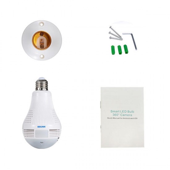 QP136 960P Bulb WIFI IP Security Camera 360 Degree Panoramic H.264 Infrared Indoor Mootion Detection QP136 960P Bulb WIFI IP Security Camera 360 Degree Panoramic H.264 Infrared Indoor Mootion Detection