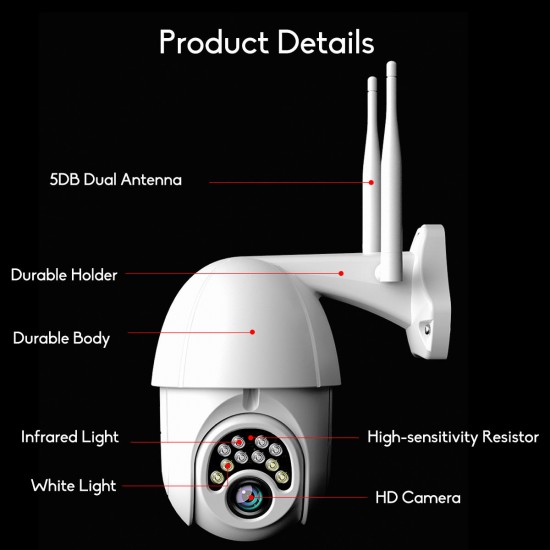 10LED 5X Zoom HD 2MP IP Security Camera WiFi Wireless 1080P Outdoor PTZ Waterproof Night Vision ONVIF 10LED 5X Zoom HD 2MP IP Security Camera WiFi Wireless 1080P Outdoor PTZ Waterproof Night Vision ONVIF