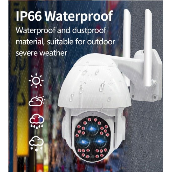 24 LED +3HD Lenses Full color 1080P Camera Night Vight 355° PTZ 4X Zoom Rotation Outdoor Camera IP66 Waterproof Movement Detection Two Way Audio Monitor 24 LED +3HD Lenses Full color 1080P Camera Night Vight 355° PTZ 4X Zoom Rotation Outdoor Camera IP66 Waterproof Movement Detection Two Way Audio Monitor