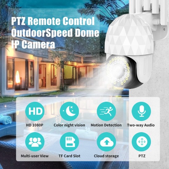 1080P 39 LED Outdoor PTZ IP Camera Two Way Audio Wifi Camera Auto Waterproof Night Vision CCTV Video Surveillance 1080P 39 LED Outdoor PTZ IP Camera Two Way Audio Wifi Camera Auto Waterproof Night Vision CCTV Video Surveillance