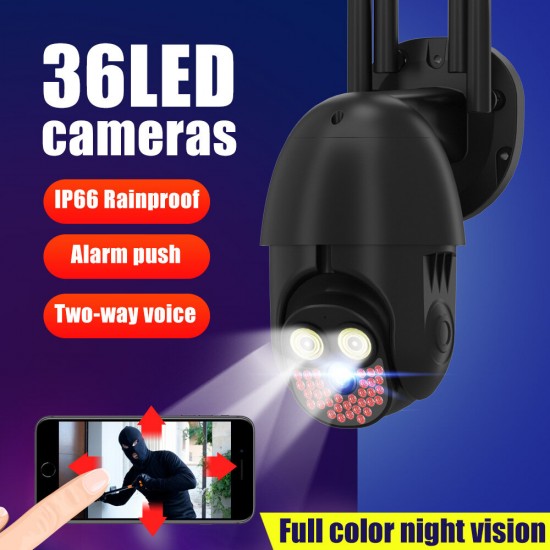 36LED 2MP PTZ Wireless IP Camera Waterproof Night Vision Two-way Audio Alarm 1080P WiFi Security CCTV Camera