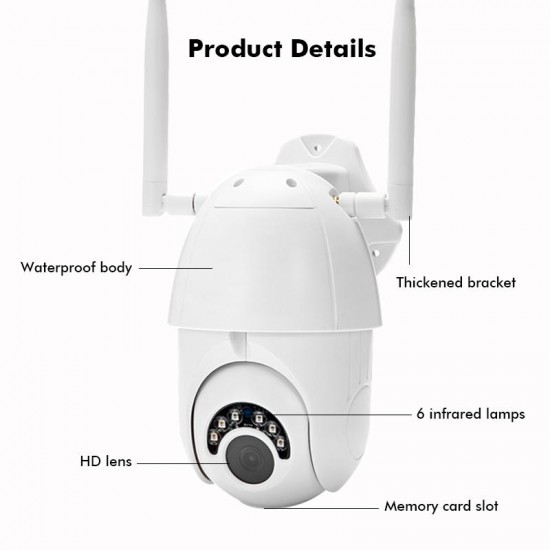 HD 1080P WIFI IP Camera Wireless PTZ ZOOM CCTV Home Security 60M IR Camera Waterproof IP66 Outdoor