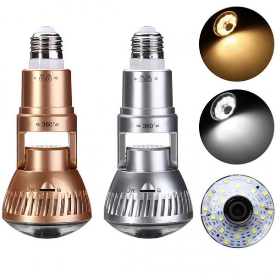 HD WIFI E27 3.6mm LED Light Bulb Camera Motion Detection Night Vision