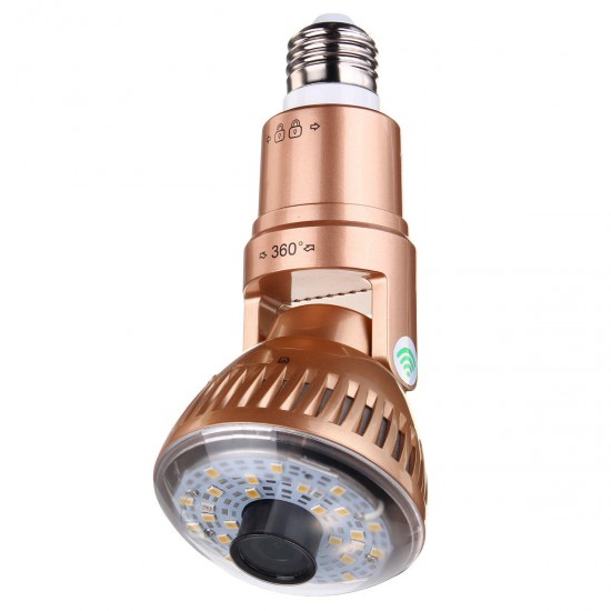 HD WIFI E27 3.6mm LED Light Bulb Camera Motion Detection Night Vision