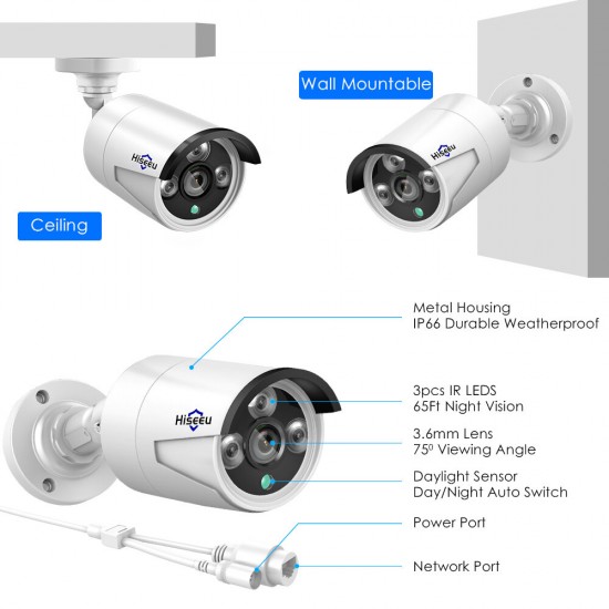 HB615 H.265 5MP Security IP Camera POE ONVIF Outdoor Waterproof IP66 CCTV P2P Video Camera