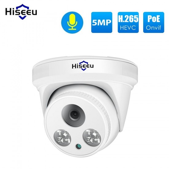 HC615-P-3.6 5MP 1920P POE IP Camera H.265 Audio Dome Camera ONVIF M otion Detection For PoE NVR App View