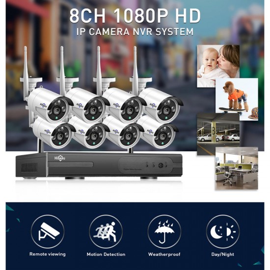 8HB612 1080P Wireless CCTV System 2M 8CH Wifi NVR Outdoor IR Night Vision IP Camera Security System Surveillance