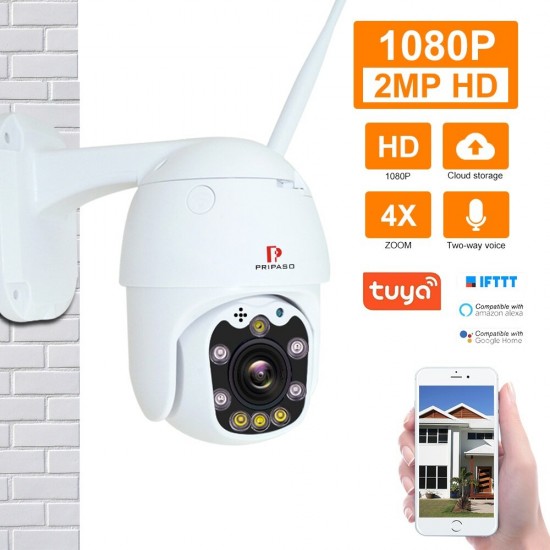 1080P Outdoor PTZ Wireless IP Camera TuyaSmart Mobile App with Two Way Audio CCTV Auto IR Night Vision Mini Dome Camera 1080P Outdoor PTZ Wireless IP Camera TuyaSmart Mobile App with Two Way Audio CCTV Auto IR Night Vision Mini Dome Camera