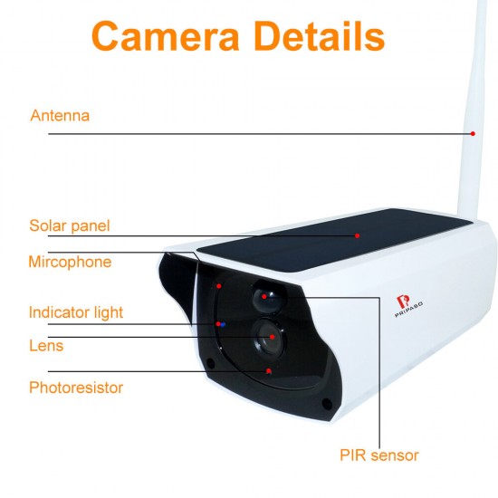 1080P WI FI Solar Camera HD Wireless IP67 Waterproof WiFi Exterior Security Surveillance CCTV IP Camera Two Way Audio Cam