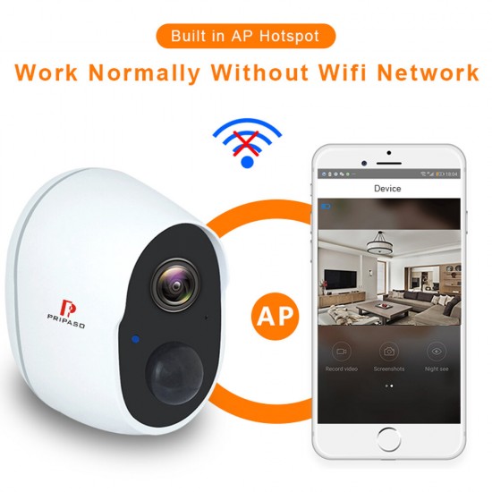 1080P Wireless Battery Powered IP CCTV Camera OutdoorIndoor Home Waterproof Security Rechargeable Wifi Battery Camera