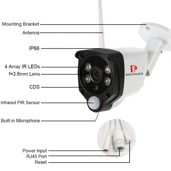 720P/1080P Full HD Human Detection PIR IP Camera WiFi Wireless Network CCTV Video Surveillance Security Camera