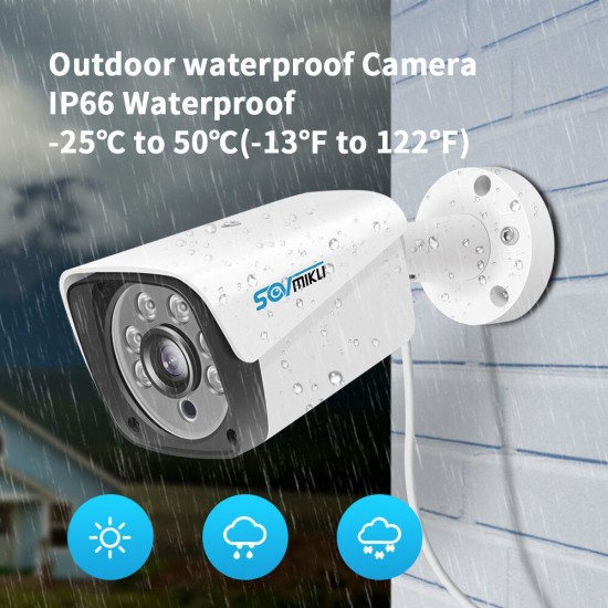 HT823-P-3.6 H.265 Audio POE IP Camera 48V POE 3MP Metal Case IP66 Waterproof Outdoor CCTV Camera Night Vision Security Video Surveillance ONVIF