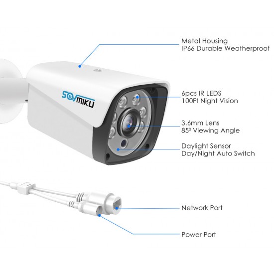 HT823-P-3.6 H.265 Audio POE IP Camera 48V POE 3MP Metal Case IP66 Waterproof Outdoor CCTV Camera Night Vision Security Video Surveillance ONVIF HT823-P-3.6 H.265 Audio POE IP Camera 48V POE 3MP Metal Case IP66 Waterproof Outdoor CCTV Camera Night Vision Security Video Surveillance ONVIF