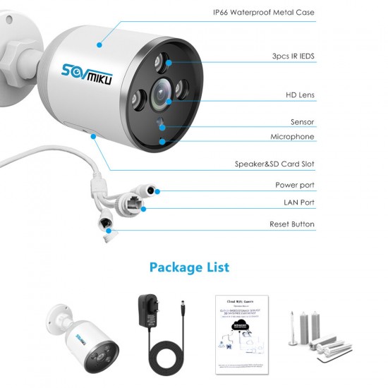 SF05D 1536P Wifi IP Camera ONVIF Outdoor Waterproof FHD CCTV Security Camera Two Way Audio APP Remote SF05D 1536P Wifi IP Camera ONVIF Outdoor Waterproof FHD CCTV Security Camera Two Way Audio APP Remote