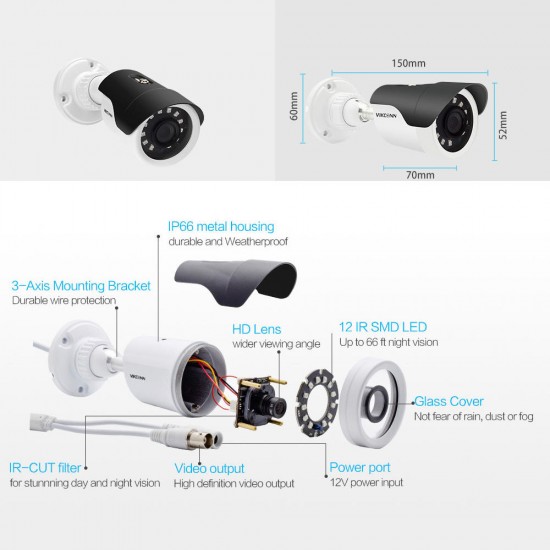 1080P Full HD Security Camera Video Surveillance Camera 2.0MP Weather Proof Full Metal CCTV