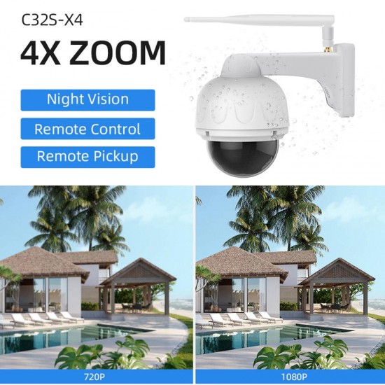 C32S 4X Zoom 1080P PTZ IP Camera Auto Focus IP66 Waterproof WiFi IR Camera Surveillance Security CCTV Outdoor C32S 4X Zoom 1080P PTZ IP Camera Auto Focus IP66 Waterproof WiFi IR Camera Surveillance Security CCTV Outdoor