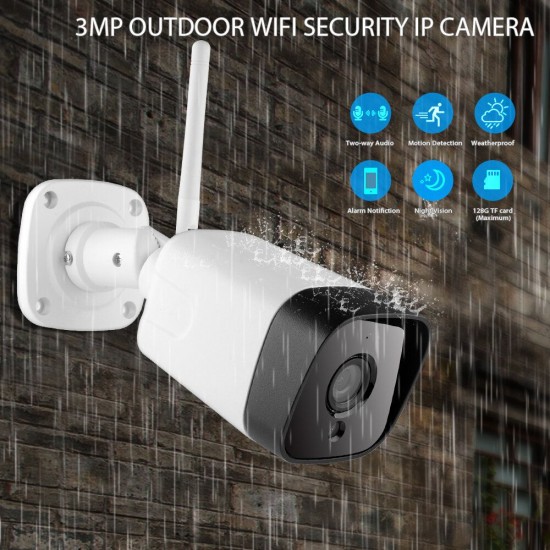 K23A 3MP Wifi Security IP Camera Waterproof 18M Night Vision IR-cuts High Definition Surveillance Camera Two-way Audio