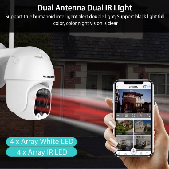 K48C 1080P PTZ 4X Zoom WiFi IP Camera Motion Detect Auto Tracking 2 Way Audio P2P CCTV Security Outdoor Cam