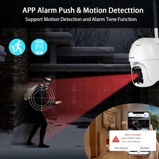 K48C 1080P PTZ 4X Zoom WiFi IP Camera Motion Detect Auto Tracking 2 Way Audio P2P CCTV Security Outdoor Cam