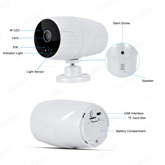 Wireless 1080P HD Battery Rechargable Security IP Camera WiFi M otion Detection