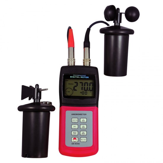 AM-4836C Multi Function Professional 3 Cup Anemometer Air Speed Meter Temperature Beaufortscale Wind Direction Air Flow OD