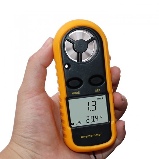 Digital Anemometer 0-30m/s Wind Speed Meter -10 ~ +45°C Temperature Tester Anemometro with LCD Backlight Display