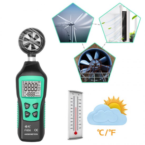 FY856 Digital Anemometer Portable Anemometro Thermometer Wind Speed Gauge Meter Windmeter LCD Digital Hand-held Anemometer FY856 Digital Anemometer Portable Anemometro Thermometer Wind Speed Gauge Meter Windmeter LCD Digital Hand-held Anemometer