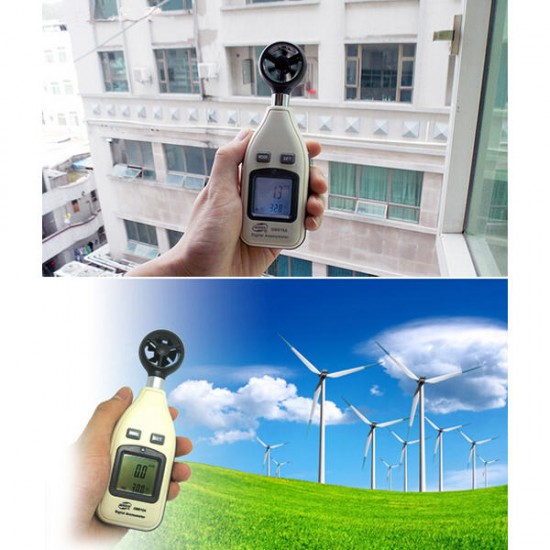 GM816A Digital LCD Handheld Air Wind Speed Meter Anemometer Thermometer Tester Measure Velocity