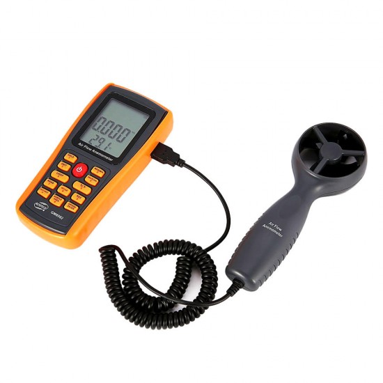 GM8902 0-45M/S Digital Anemometer Wind Speed Meter Air Volume Ambient Temperature Tester With USB Interface