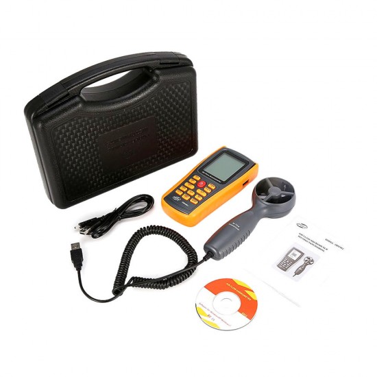 GM8902 0-45M/S Digital Anemometer Wind Speed Meter Air Volume Ambient Temperature Tester With USB Interface