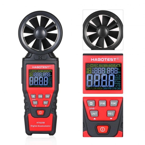 HT625A/HT625B Digital Anemometer Handheld Wind Speed Meter Gauge for Measuring Wind Speed and Data Hold Function HT625A/HT625B Digital Anemometer Handheld Wind Speed Meter Gauge for Measuring Wind Speed and Data Hold Function