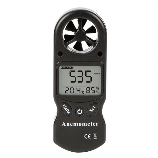 KT-300 Mini Multipurpose Anemometer Digital Anemometer LCD Wind Speed Temperature Humidity 3 in 1 Wind Speed Meter With Calibration Function