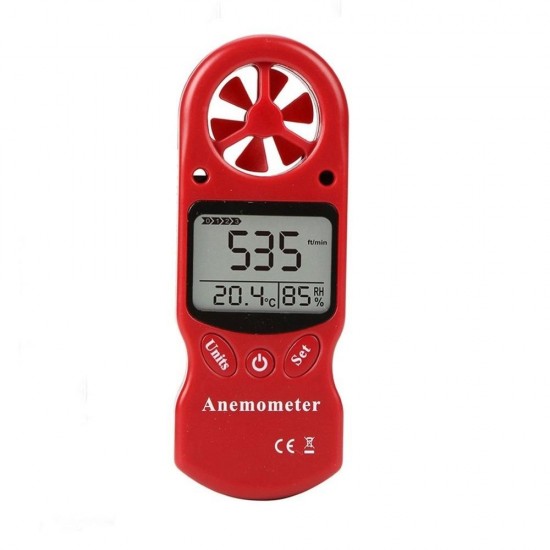 KT-300 Mini Multipurpose Anemometer Digital Anemometer LCD Wind Speed Temperature Humidity 3 in 1 Wind Speed Meter With Calibration Function