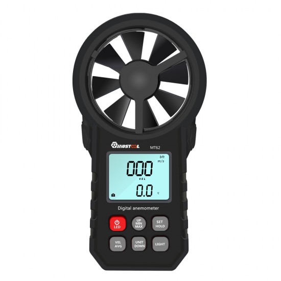 MT62 Digital Anemometer Beaufort Wind Scale Measure Real-time + Average Wind Speed Measure Air Volume Measure Wind Speed Meter with Temperature Test