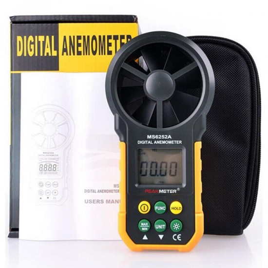 MS6252A Multifunctional Digital Anemometer Air Volume Tachometer Wind Air Speed Tester