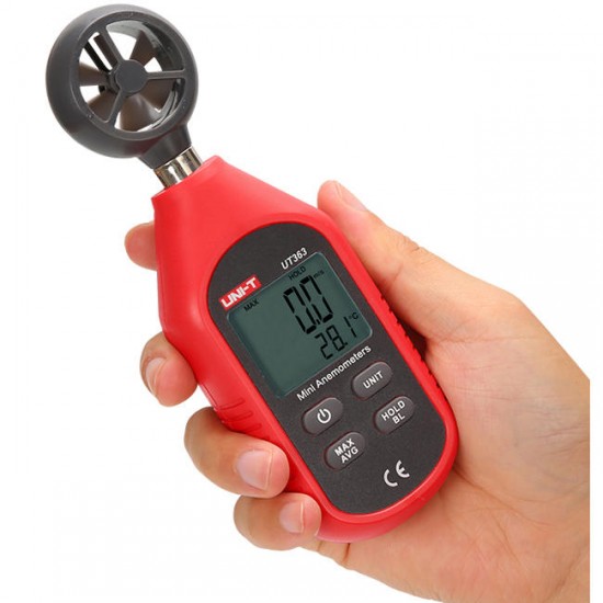 UT363 Mini Digital Wind Speed Meter Pocket Anemometer Speed Temperature Tester Thermometer