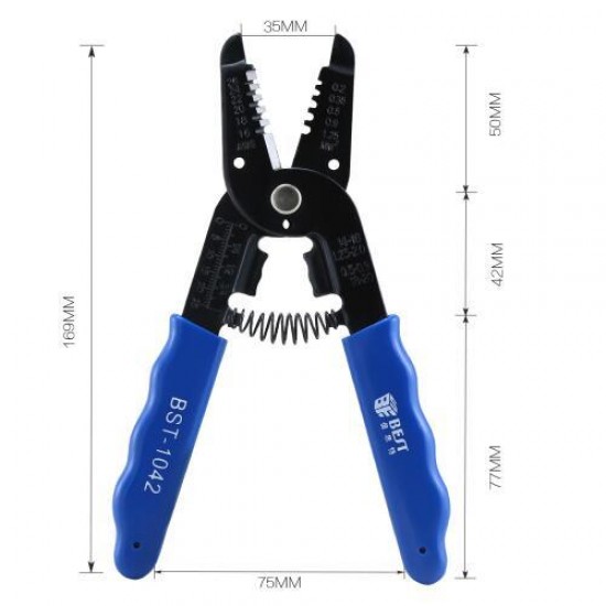 BST-1042 Portable Wire Stripper Pliers Crimper Cable Stripping Crimping Cutter Hand Tool With Manganese Steel For Electrical