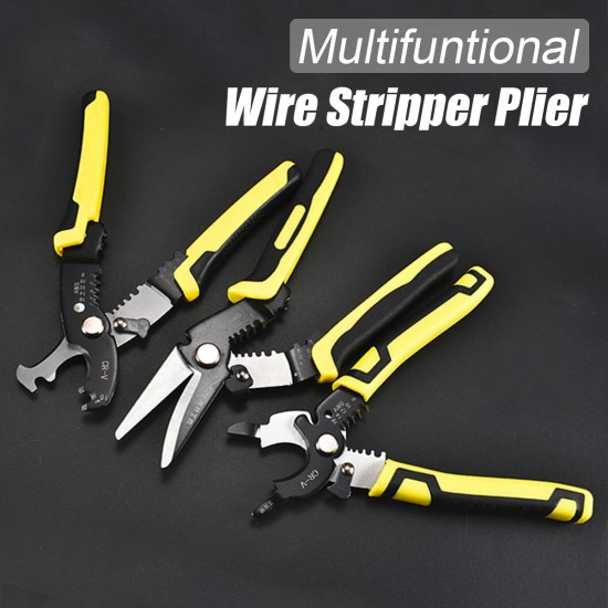 Cable Wire Stripper Cutter Hand Crimper Multifunctional Terminal Stripping Tool Pliers Tool