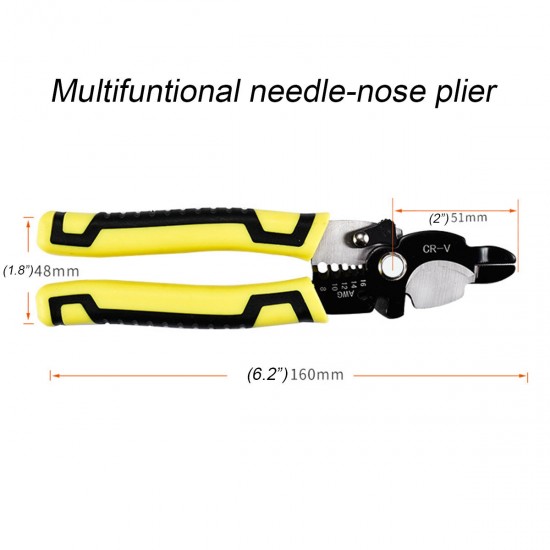 Cable Wire Stripper Cutter Hand Crimper Multifunctional Terminal Stripping Tool Pliers Tool