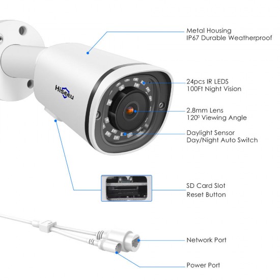 4K 8MP POE IP Camera Metal Waterproof Audio CCTV Camera Card Slot Motion Detect ONVIF H.265 4K 8MP POE IP Camera Metal Waterproof Audio CCTV Camera Card Slot Motion Detect ONVIF H.265