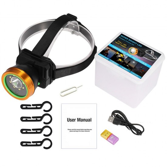 Mini 1080P HD LED Headlamp Camera Video Recorder IP66 Audio Night Vision Long Battery Life