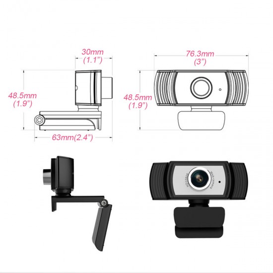 1080P USB Webcam Camera Web Cam with Microphone For Computer PC Laptop