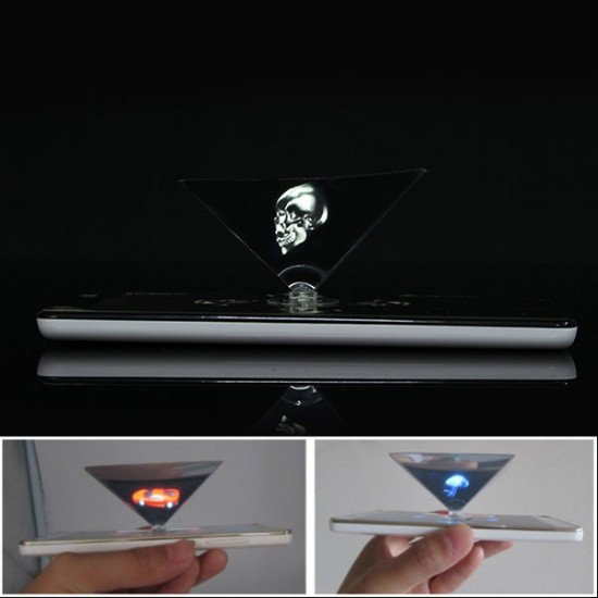 3D Holographic Projector Auxiliary Tool Pyramid DIY Creative Gifts For 3.5 to 6.0 Inches Smartphone