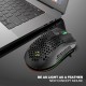 BM600 2.4GHz Wireless Gaming Mouse USB Rechargeable 1600DPI Adjustable RGB Backlit Hollow Out Honeycomb Office Gamer Mice